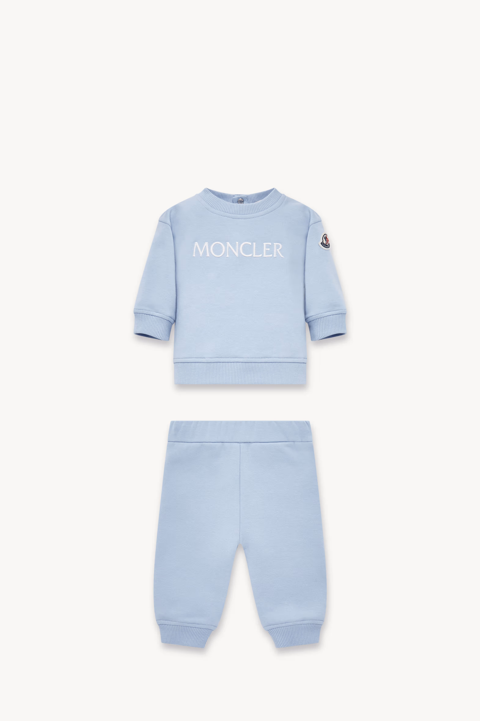 Embroidered Logo Cotton Sweatsuit Set Gender Neutral Light Blue Moncler 0